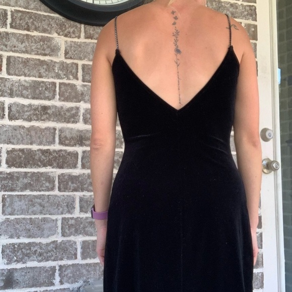 Vintage Velvet Cowl Neck Rhinestone Strap Mini Dress - Picture 4 of 11